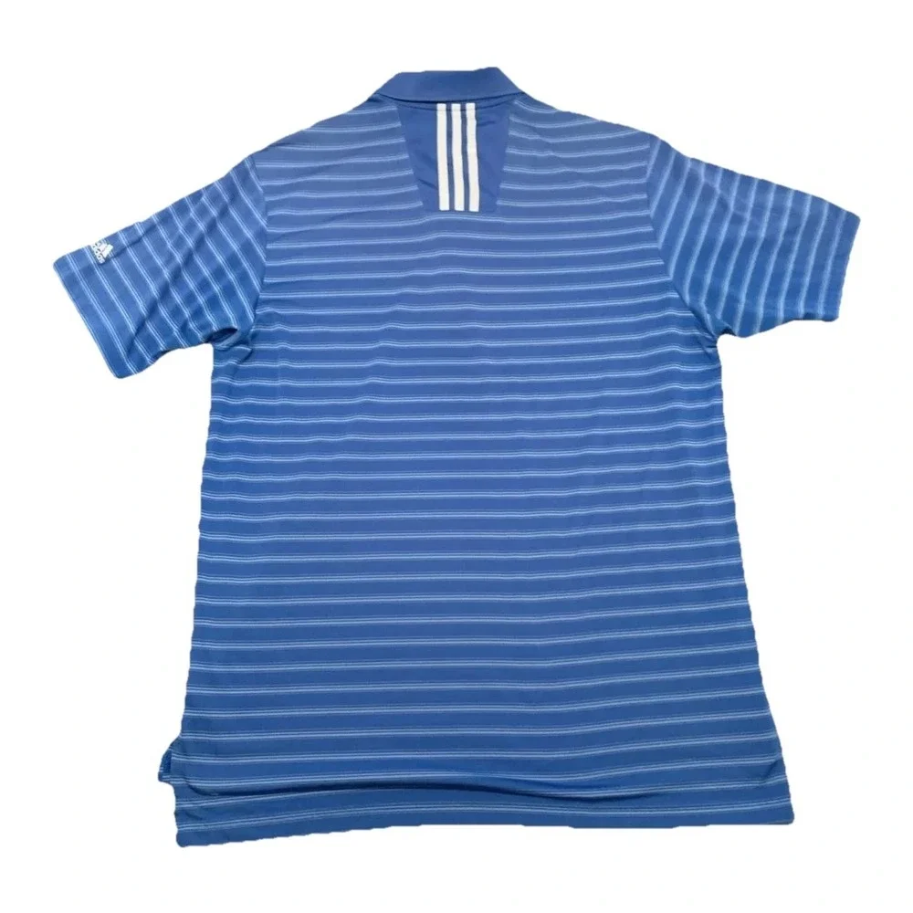 Adidas Golf Polo Climalite Mens XL Blue Horizontal Stripes‎ Wicking Quick Dry